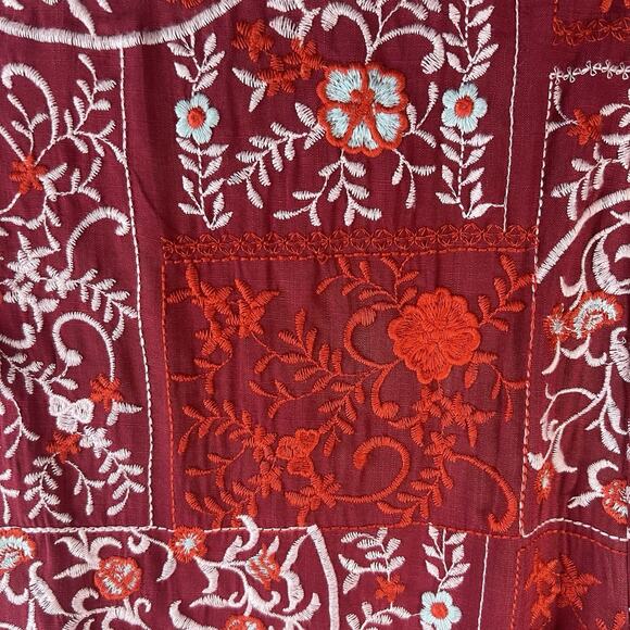 Anthropologie Women’s Red Embroidered Bandana Mini Skirt US 14 NWT - Picture 5 of 11
